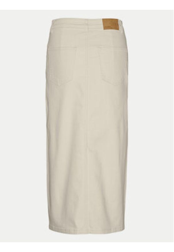 Vero Moda Spódnica jeansowa Veri 10295731 Beżowy Regular Fit. Kolor: beżowy. Materiał: bawełna