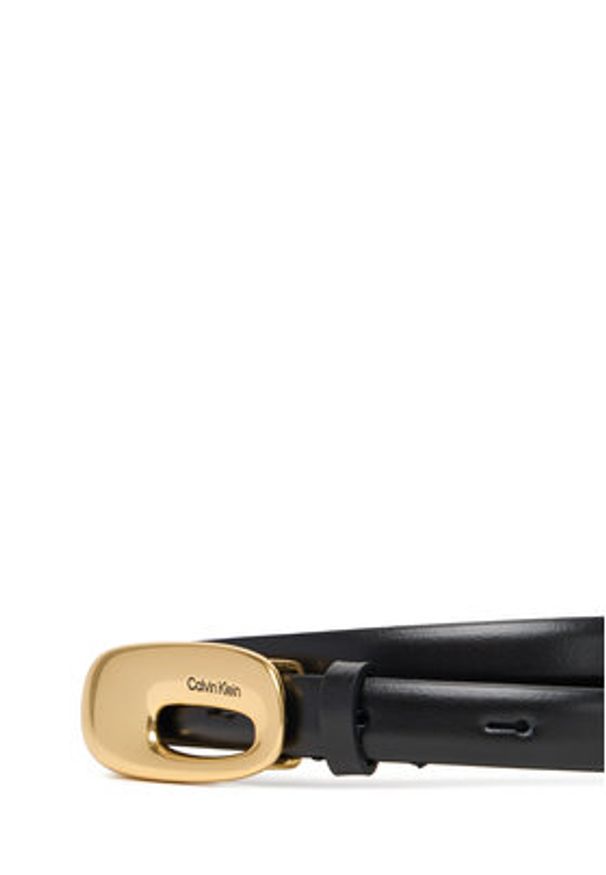 Calvin Klein Pasek Damski Elongated Chucnhy Buckle 15Mm LV04F7022G Czarny. Kolor: czarny. Materiał: skóra