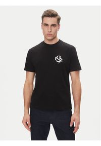 Karl Lagerfeld - KARL LAGERFELD T-Shirt A2M17072 Czarny Regular Fit. Typ kołnierza: dekolt w karo. Kolor: czarny. Materiał: bawełna, syntetyk