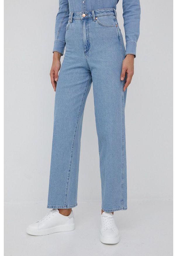Wrangler jeansy BARREL BLUESTONE damskie high waist. Stan: podwyższony. Kolor: niebieski