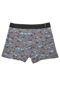 Szare Gładkie Męskie Bokserki Muchy Redo. Kolor: szary. Materiał: tkanina, bawełna, elastan. Długość: długie. Wzór: gładki #1