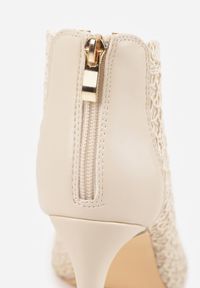 Born2be - Beżowe Sandały Vices na Szpilce z Ażurową Cholewką Nelathra. Okazja: na imprezę. Kolor: beżowy. Wzór: ażurowy. Obcas: na szpilce. Styl: wizytowy, elegancki #2