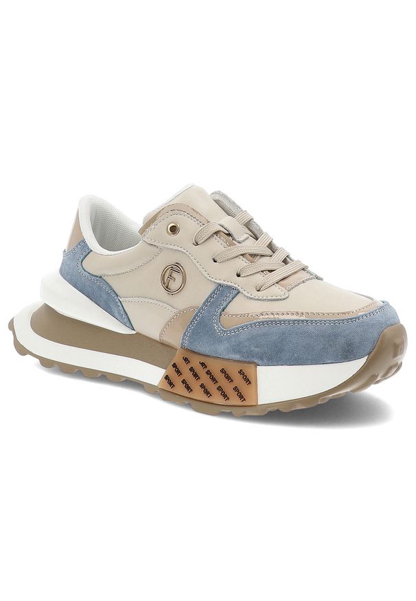 Beżowo-Niebieskie Sneakersy Filippo Stylowe Obuwie Damskie. Kolor: beżowy. Materiał: materiał