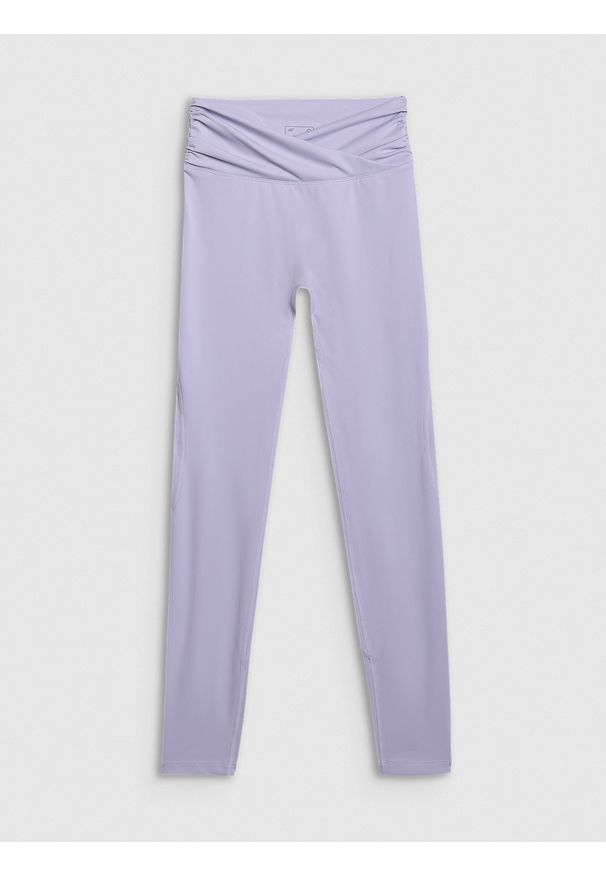 4f - 4F Legginsy do jogi i pilatesu szybkoschnące damskie - niebieskie L. Stan: podwyższony. Kolor: niebieski. Materiał: materiał, elastan, włókno, dzianina. Długość: długie. Sport: joga i pilates
