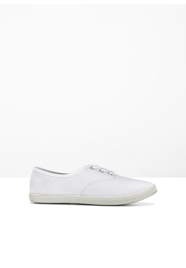 bonprix - Sneakersy z bawełnianego płótna. Kolor: biały. Materiał: bawełna. Sezon: lato