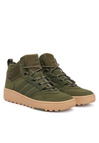 Adidas - adidas Sneakersy Hoops 4.0 Mid JQ5363 Khaki. Kolor: brązowy. Materiał: skóra