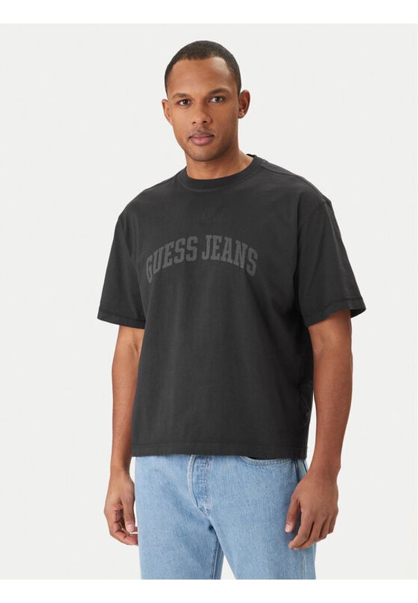 Guess Jeans T-Shirt M6GIB6 K8FQ4 Czarny Regular Fit. Kolor: czarny. Materiał: bawełna