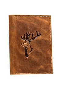Inny - Portfel męski N4-CHM-DEER-BL brązowy. Kolor: brązowy. Materiał: skóra