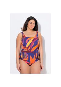 ULLA POPKEN - Damskie Strój kąpielowy bez miękkich miseczek okrągły dekolt. Kolekcja: plus size. Kolor: niebieski. Materiał: poliamid, materiał, elastan #1