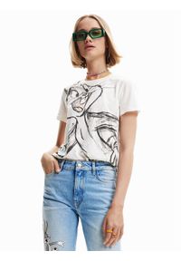 Desigual T-Shirt LOONEY TUNES Bugs Carrot 23SWTKBT Biały Regular Fit. Kolor: biały. Materiał: bawełna