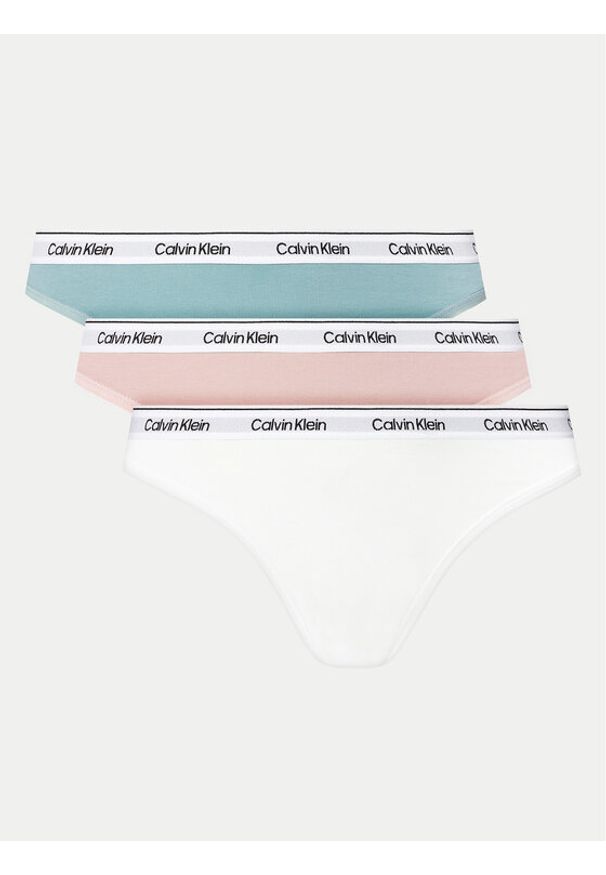 Calvin Klein Underwear Komplet stringów Thong 3Pk 000QD5209E Kolorowy. Materiał: bawełna. Wzór: kolorowy