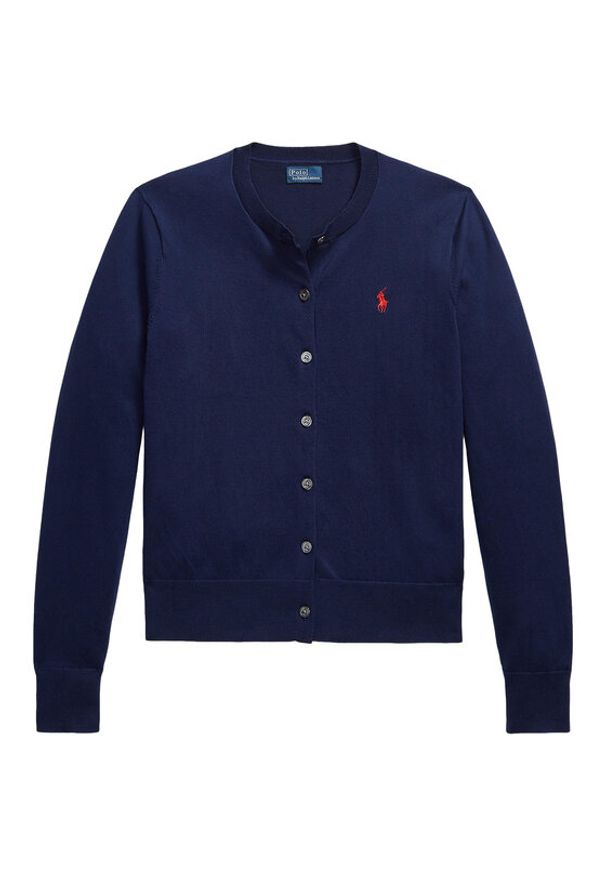 Polo Ralph Lauren Kardigan 211971871004 Granatowy Slim Fit. Typ kołnierza: polo. Kolor: niebieski. Materiał: bawełna