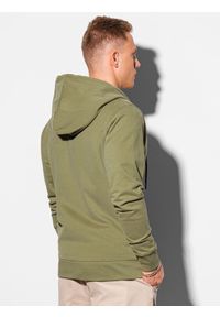 Ombre Clothing - Bluza męska rozpinana z kapturem B1145 - khaki - M. Typ kołnierza: kaptur. Kolor: brązowy. Materiał: bawełna. Styl: klasyczny #5