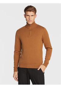 TOMMY HILFIGER - Tommy Hilfiger Sweter Pima MW0MW28049 Brązowy Regular Fit. Kolor: brązowy. Materiał: bawełna