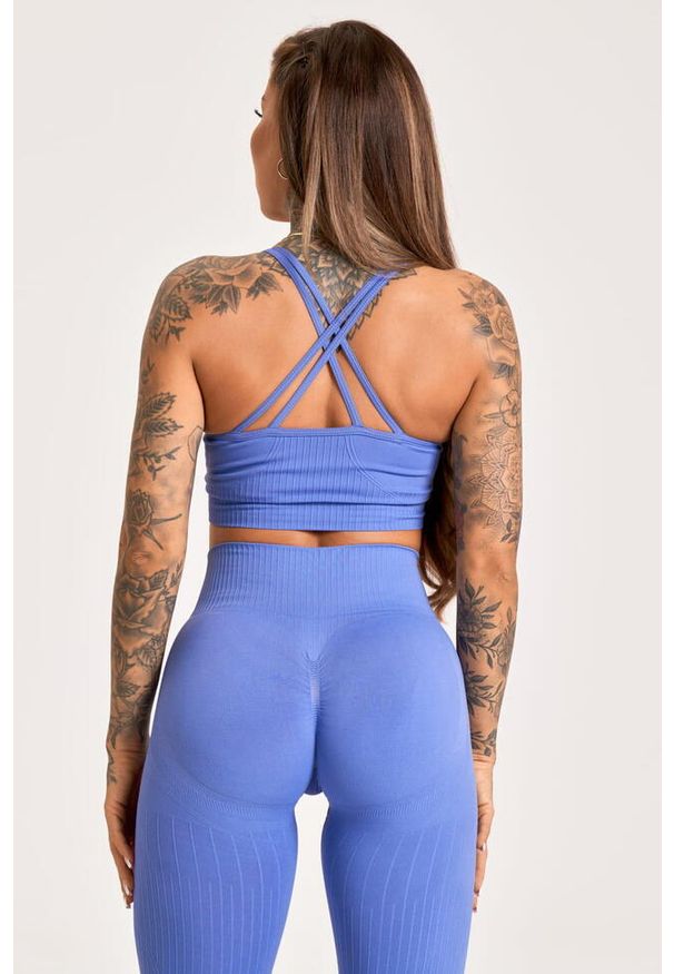 GYM GLAMOUR - Stanik fitness cardio damski Gym Glamour push up 2.0. Kolor: niebieski. Rodzaj stanika: push-up. Sport: fitness