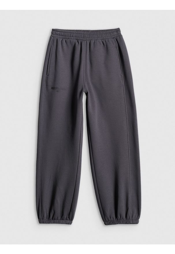 4f - 4F Spodnie dresowe joggery chłopięce - szare 122/128 (6-8 lat). Okazja: na co dzień. Kolor: szary. Materiał: dresówka. Sezon: lato. Styl: casual, sportowy