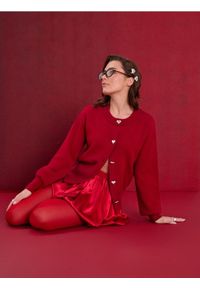 Sinsay - Sweter z ozdobnymi guzikami - pomarańczowy. Kolor: pomarańczowy #1