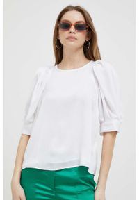 DKNY - Dkny bluzka damska kolor biały gładka. Kolor: biały. Materiał: materiał. Długość: krótkie. Wzór: gładki. Styl: klasyczny #1