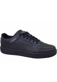 Buty do chodzenia dla dzieci Puma Rebound Joy LO JR. Zapięcie: sznurówki. Kolor: czarny. Materiał: materiał, tkanina, syntetyk, guma. Szerokość cholewki: normalna. Sport: turystyka piesza