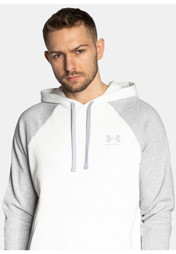 Bluza męska biała Under Armour UA Rival Fleece Colorblock. Okazja: na co dzień. Kolor: biały. Styl: casual