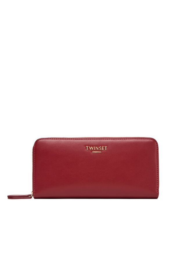 TwinSet - TWINSET Portfel damski 252TD8392 Czerwony. Kolor: czerwony. Materiał: skóra