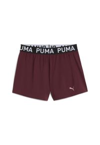 Puma - Damskie szorty z dzianiny 3" PUMA STRONG PUMA Ruby Shimmer Red. Kolor: czerwony. Materiał: dzianina. Sport: fitness