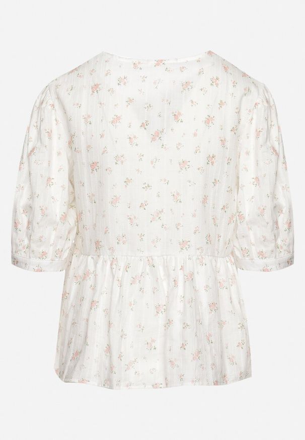 Born2be - Beżowa Bawełniana Bluzka Koszulowa z Krótkim Rękawem z Wiązaniem z Przodu i Falbanką Zisaa. Okazja: na co dzień, na spotkanie biznesowe, do pracy. Kolor: beżowy. Materiał: bawełna. Długość rękawa: krótki rękaw. Długość: krótkie. Styl: biznesowy, casual