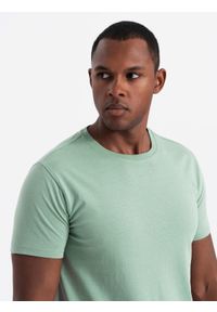 Ombre Clothing - Zestaw męskich koszulek bawełnianych BASIC z okrągłym dekoltem – szarozielony/biały/beżowy V14 OM-TSBS-0232 - XXL. Okazja: na co dzień. Kolor: zielony. Materiał: bawełna. Styl: klasyczny, casual #6