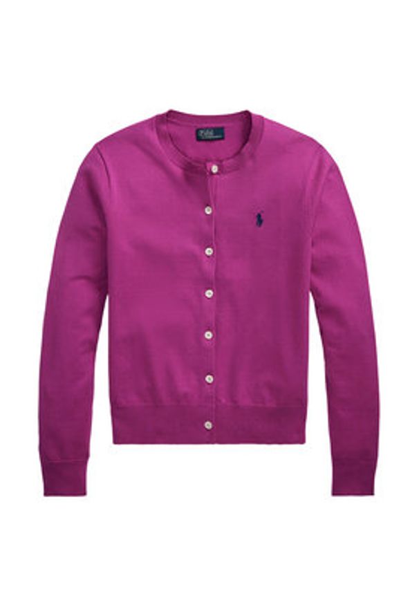Polo Ralph Lauren Kardigan 211971871010 Fioletowy Slim Fit. Typ kołnierza: polo. Kolor: fioletowy. Materiał: bawełna
