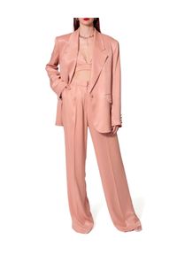 AGGI - Pudrowe spodnie Jessie. Stan: podwyższony. Kolor: różowy, wielokolorowy, fioletowy. Materiał: jedwab, tkanina #4