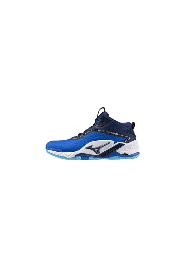Buty halowe Mizuno Wave Stealth Neo Mid. Kolor: biały, wielokolorowy, niebieski. Model: Mizuno Wave