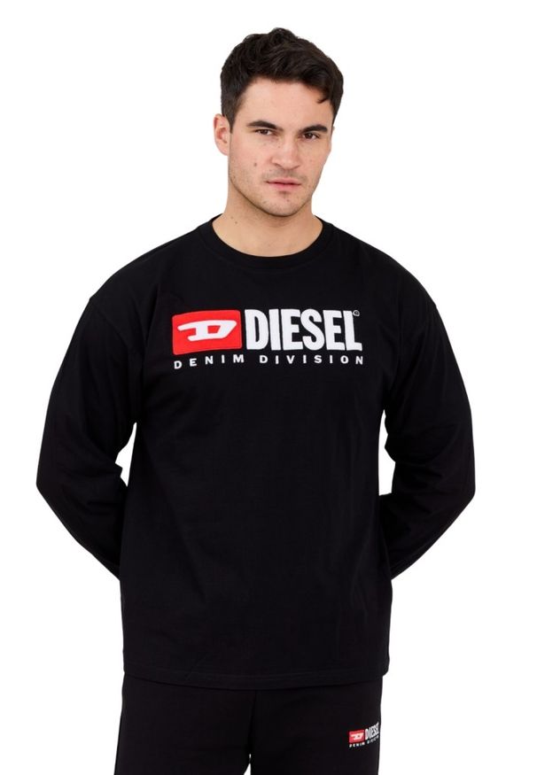 Diesel - DIESEL Czarny longsleeve męski T-BOXT-LS-DIV. Kolor: czarny. Materiał: bawełna, elastan. Długość rękawa: długi rękaw. Długość: długie. Styl: klasyczny