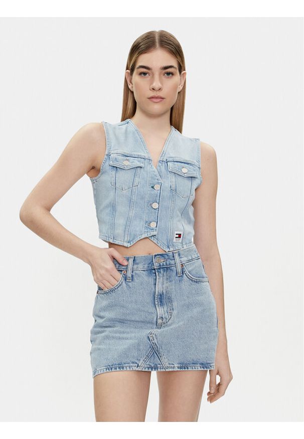 Tommy Jeans Kamizelka DW0DW17684 Niebieski Regular Fit. Kolor: niebieski. Materiał: bawełna