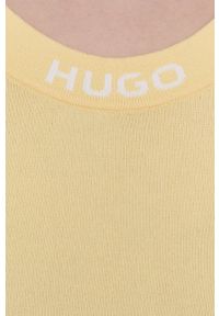 Hugo - HUGO sweter damski kolor żółty lekki. Kolor: żółty. Materiał: włókno, materiał, wiskoza, dzianina. Długość rękawa: długi rękaw. Długość: długie
