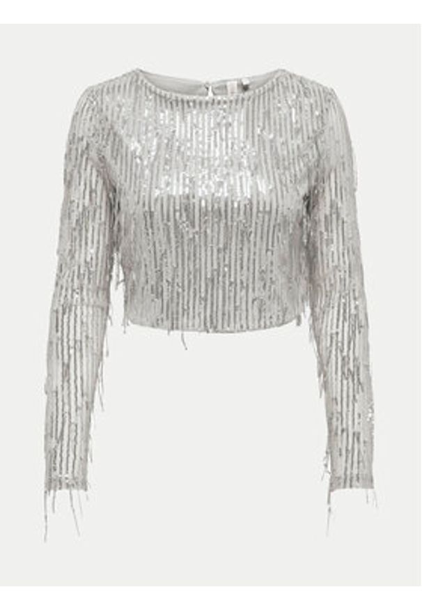 only - ONLY Bluzka Spacy 15331803 Srebrny Cropped Fit. Kolor: srebrny. Materiał: syntetyk