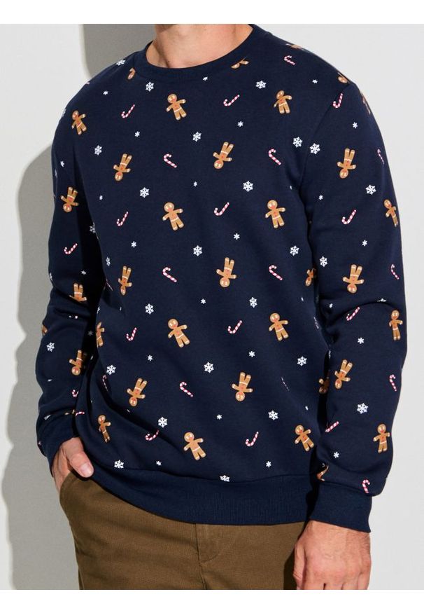 Sinsay - Bluza z motywem świątecznym - granatowy. Kolor: niebieski. Styl: wizytowy