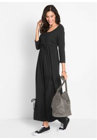 Sukienka shirtowa, rękawy 3/4 bonprix czarny. Kolor: czarny. Długość: maxi #5