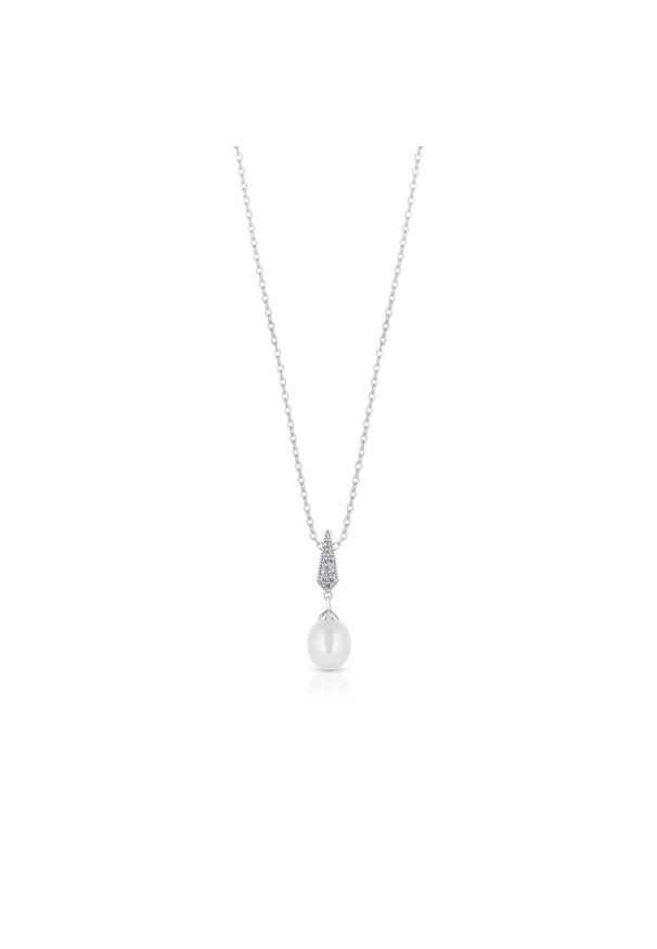 W.KRUK - Wisiorek srebrny z perłą wytworny. Materiał: srebrne. Kolor: srebrny. Wzór: ze splotem, aplikacja. Kamień szlachetny: perła