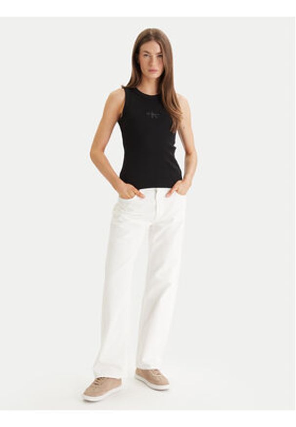 Calvin Klein Jeans Top LV047E200G Czarny Slim Fit. Kolor: czarny. Materiał: bawełna