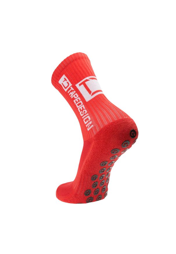 TAPEDESIGN - Klasyczne skarpety o średniej długości Tape Design. Kolor: czerwony. Sport: piłka nożna