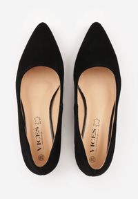 Born2be - Czarne Skórzane Czółenka VICES na Obcasie Delmavere. Okazja: na co dzień. Kolor: czarny. Materiał: skóra. Obcas: na obcasie. Styl: casual, elegancki. Wysokość obcasa: średni #3