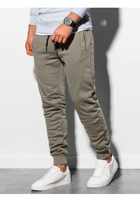 Ombre Clothing - Spodnie męskie dresowe JOGERRY - khaki V16 OM-PABS-0134 - L. Kolor: zielony. Materiał: dresówka #5