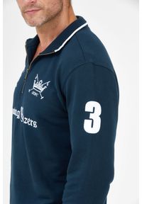 La Martina - LA MARTINA Granatowa bluza męska z suwakiem, Rozmiar M. Typ kołnierza: polo. Kolor: niebieski #6