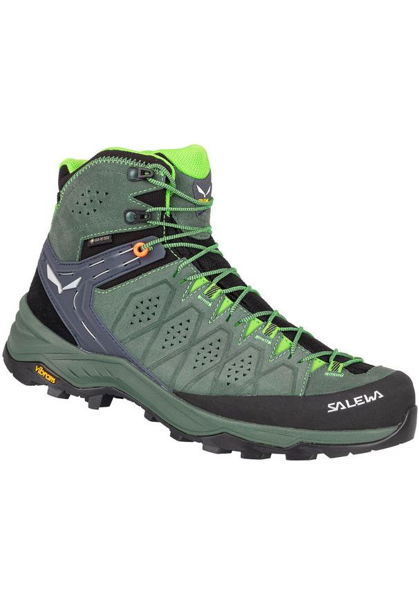 Buty trekkingowe męskie Salewa MS Alp 2 Mid Gtx. Wysokość cholewki: za kostkę. Zapięcie: sznurówki. Kolor: zielony. Materiał: skóra. Szerokość cholewki: normalna