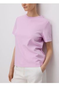 Reserved - T-shirt regular z merceryzowanej bawełny - lawendowy. Kolor: fioletowy. Materiał: bawełna #1