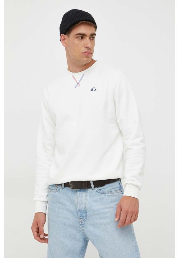 La Martina bluza męska kolor beżowy gładka. Kolor: beżowy. Wzór: gładki