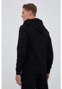 BOSS bluza bawełniana męska kolor czarny z kapturem z nadrukiem. Typ kołnierza: kaptur. Kolor: czarny. Materiał: bawełna. Długość rękawa: raglanowy rękaw. Wzór: nadruk #2