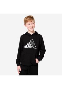 Adidas - Bluza dziecięca ADIDAS z kapturem. Typ kołnierza: kaptur. Kolor: czarny. Materiał: bawełna, włókno. Sport: joga i pilates