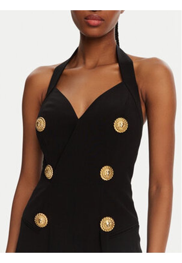 Balmain Kombinezon DF1PW145VB00 Czarny Regular Fit. Kolor: czarny. Materiał: wiskoza