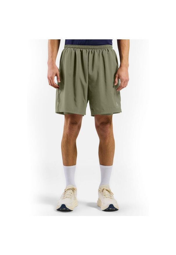 Spodenki męskie Odlo ESSENTIAL 6 INCH 2-in-1 short. Kolor: zielony. Sport: bieganie